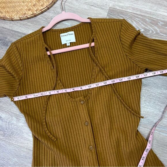 Revolve privacy please prentiss dress camel/brown ribbed knit button front M - Picture 5 of 7